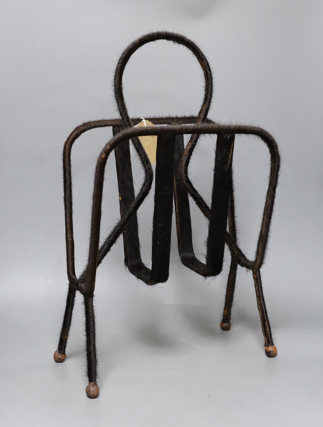 Attributed to Jacques Adnet, horse hair magazine rack